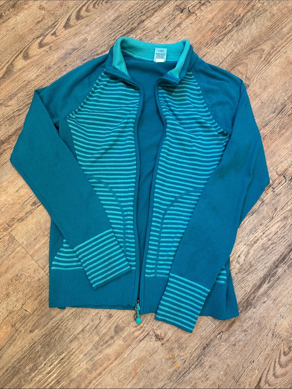 REI Teal and Aqua Striped Full-Zip Jacket